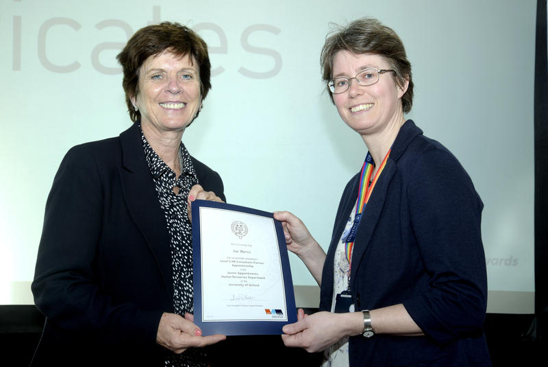 University of Oxford Apprenticeship Awards, Sue Morris completion certificate from Vice Chancellor